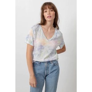 Rails The Cara V Neck T-Shirt Rainbow Tie Dye